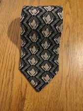 JOSE PISCADOR, Fabulous Black & Gold, 100% Silk, Handmade Neck Tie Made in Italy