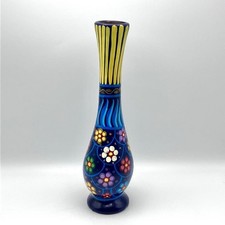 Bright Floral Hand Painted Guerrero Mexico Folk Art Terracotta Vase
