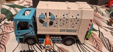 Playmobil Rubbish Refuse Recycling Truck With 1 Figure and 1 Rubbish Bin