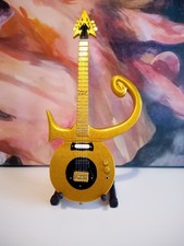 PRINCE Gold Symbol Miniature Tribute Guitar 25cm 10" with Stand - BNIB O+▶