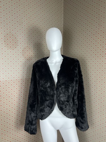 Women black faux fur - fur, open