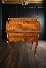 French Roll Top Desk Marquetry