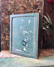 Vintage Industrial Workshop Green Painted Pine Cupboard Box Chest Carpenters 