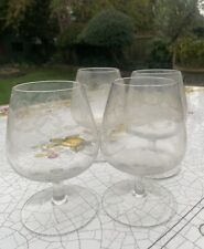 Four Cut Glass Antique Vintage Brandy Glasses