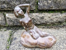 Vintage Naked Sexy Nude on a rock  Figure Pottery mold Bronze Effect painted
