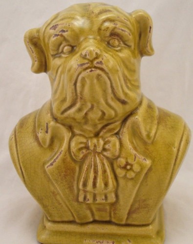 Ceramic dog head statue bust - ceramic,