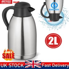 Insulated Vacuum Jug Stainless Steel Tea Pot Flask Coffee Travel Thermos 2 Litre