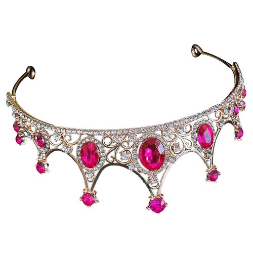 Red rhinestone bridal crown - red,