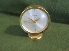 Vintage Elsinor Brass Cased Electric Round Mantle Clock - In Good Working Order