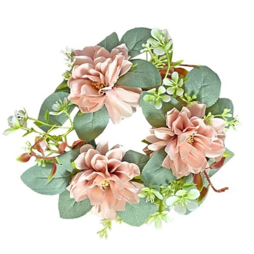 Faux rose wreath candle - faux,