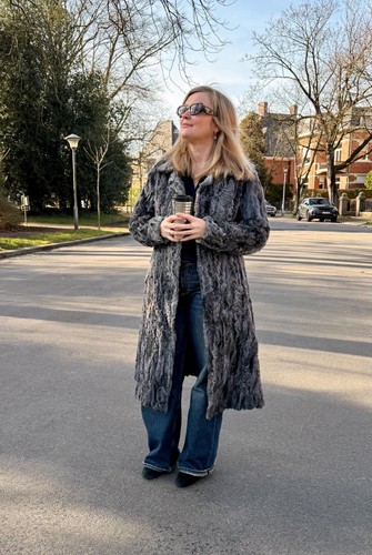 Vintage grey fur coat women - vintage,