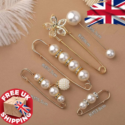 5pcs pearl safety brooch - 5pcs, pins