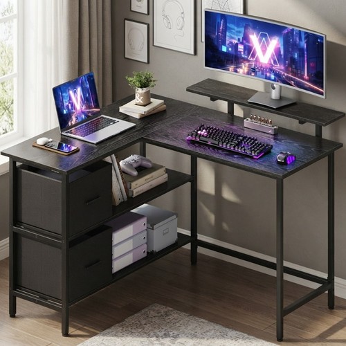 Versatile shaped desk with 2 - versatile, l-shaped