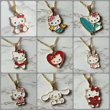 Cute Hello Kitty Cartoon Enamel Charm Pendant 18 inch Necklace & Gift Bag
