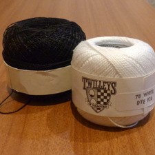 2 black & white crochet cotton threads Twilleys new & part used