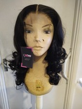 Human Hair wig, 5" Lace front, 18", Natural black, Bouncy hair, medium cap