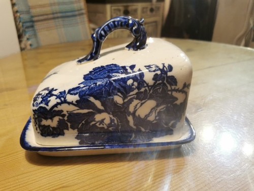 Antique large blue - and, white