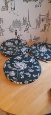 Vintage Chair Seat Pads X 3, Round, Green Floral Pattern, Retro Style, Garden...