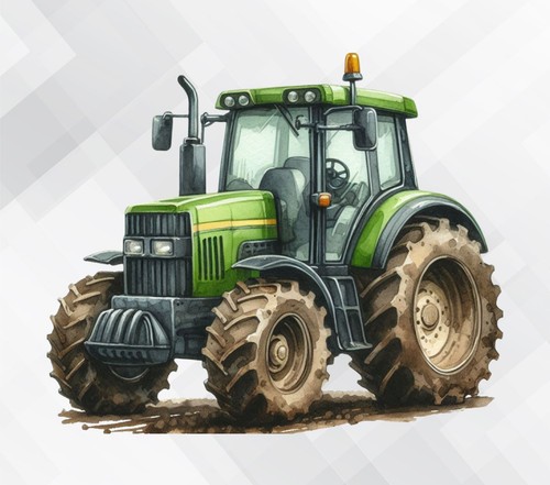 Green tractor wall vinyl - tractor,