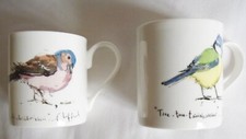 Madeleine Floyd 1 x Blue Tit & 1 x Chaffinch birdsong china mugs cups vgc