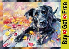 Playful Black Dog Print 5"x7"