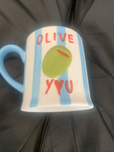 Blue white striped olive - &,