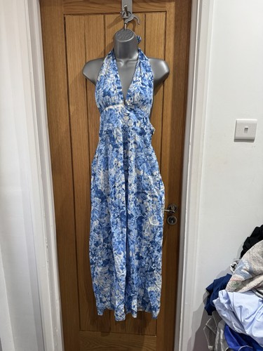 Zara blue floral halter neck - zara, halter-neck