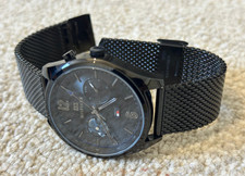 tommy hilfiger 1791547 deacan black mesh 44mm stainless steel men's watch