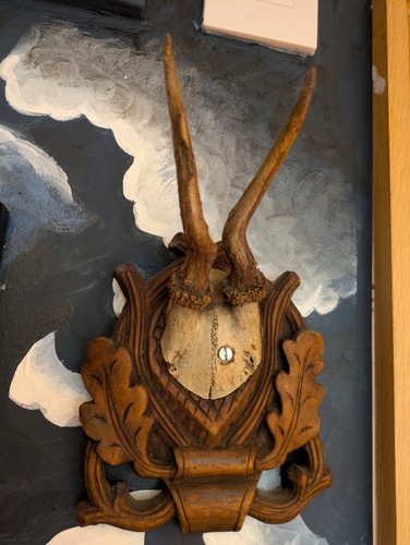Antique deer antler wall mount - antique,