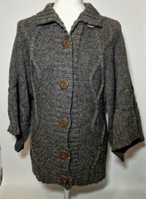 Celtic Clothing Cardigan Cape Medium Chunky Cable Knit Aran Wool Fisherman 