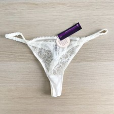 Princesse Tam Tam Betty Thong Sz S Ivory Floral Lace Sheer Unlined Low Rise New