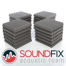 Acoustic Foam 24 Tiles Pack Grey - 50mm Thick Wedge Studio Sound Treatment 300mm