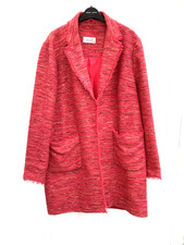 M&S Per Una pink tweed jacket/coat with frayed edges size 20