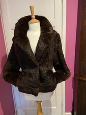 Ladies Coney Fur Jacket, Mahogany Brown, Size UK 10