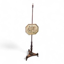 Antique decorative Victorian pole screen with height adjustable embroidery panel
