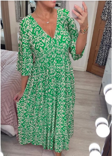 Summer neck dress womens - v,