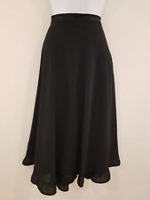 Vintage Skirt Size 12 Black Ruffle Hem A-line Floaty Wool Blend Midi Retro