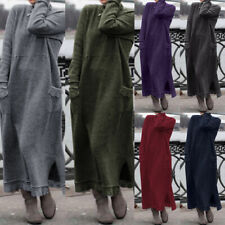 UK Women Oversize Long Sleeve Sweatshirt Dress Casual Loose Sweats Abaya Kaftan