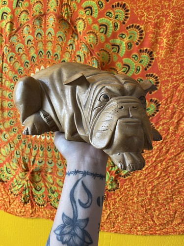 Bulldog statue hand carved - statue, /