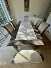 Genuine MARBLE dining table and chairs x 6, collection only B36 good condition