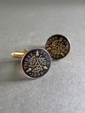 1933 George V Threepenny Enamelled Coin Cufflinks