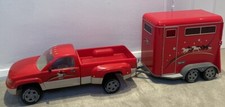 BREYER 2002 traditional size red Dually Pickup truck and trailer set