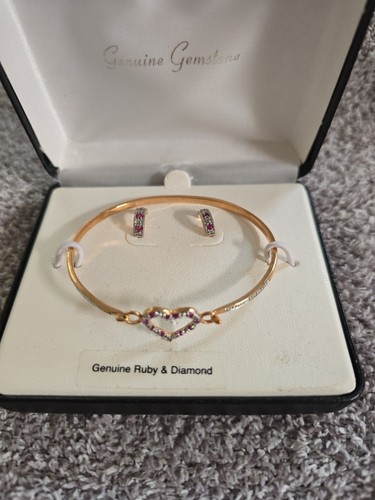 Ruby diamond bangle earring - &,