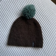 Billabong Brown Bobble Beanie Knit Fluffy Bobble Hat, Cosy, Winter