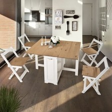 Santos Folding Space Saving Butterfly Dining Table With 4 Chairs Set