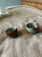 2 Crackle Glaze Japanese Tea Cups