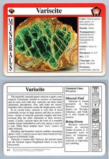 Variscite #8.3 - Minerals - Treasures Of The Earth Grolier Card