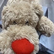 Big Floppy Supersoft Laying Dog With Red Nose & Heart Weighted Clean Cuddly B&m2