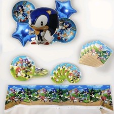 Sonic The Hedgehog Birthday Party Set 46 PC Ballons Plates Napkins Tableclote
