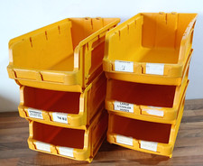 INTERBIN HC4 YELLOW STACKING STORAGE BINS -370 x 205 x 130MM -  6 X BINS